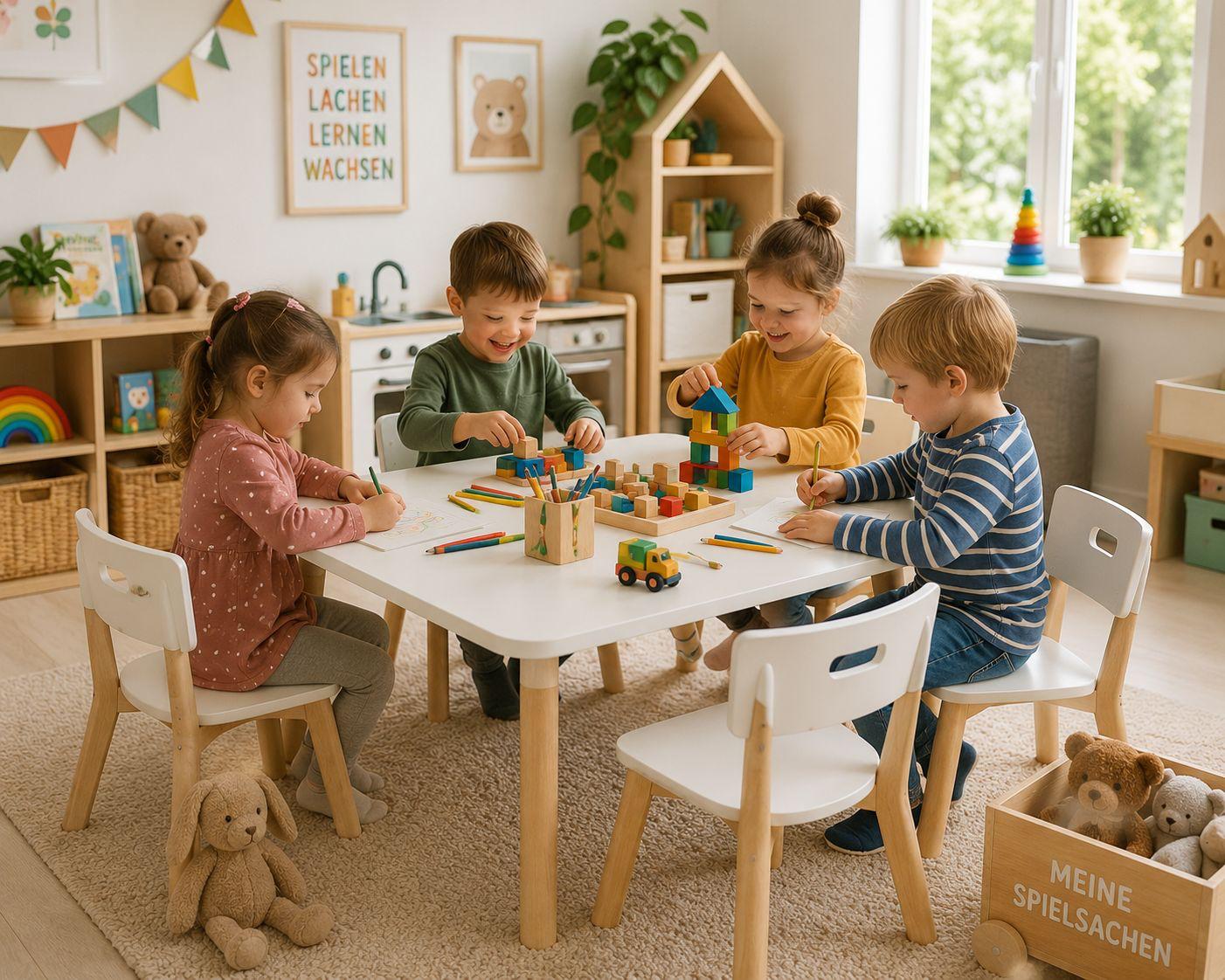 Kinderkrippe in Rheinland-Pfalz finden, Kinder beim Spielen in der Kinderbetreuung