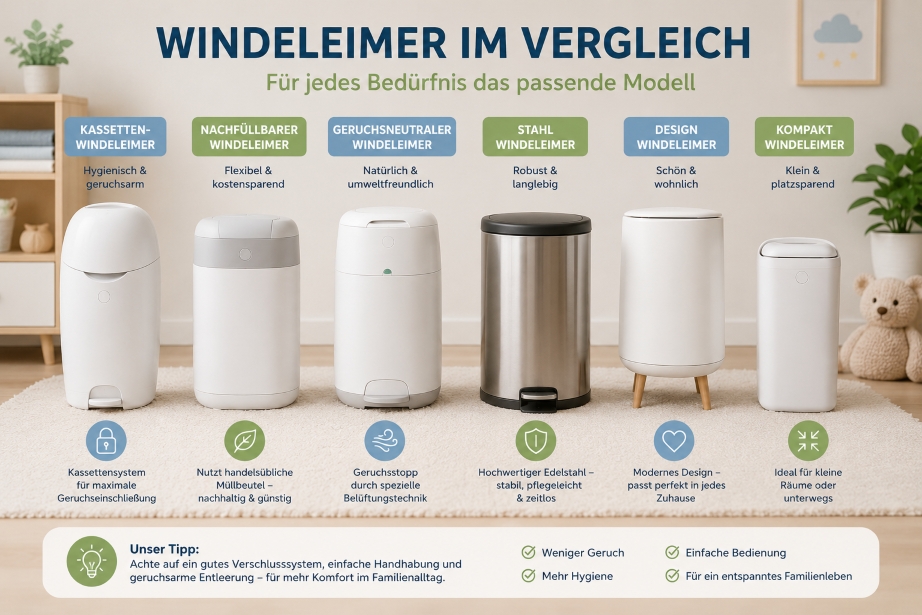 Windeleimer im Vergleich für werdende Eltern, Mamas und Papas auf alltagmitkind.de